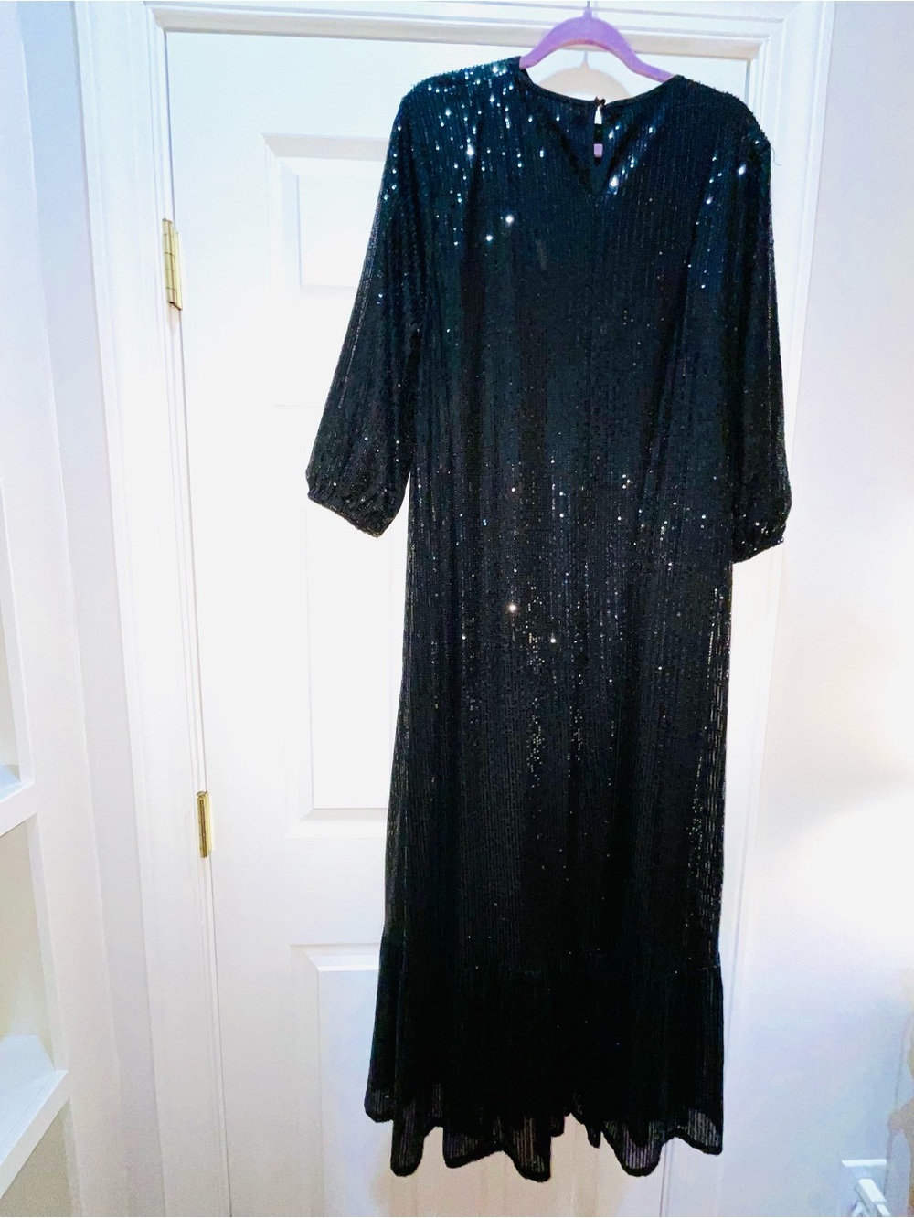 Black Sequin Long Sleeve Evening Dress - Picture 3 of 12